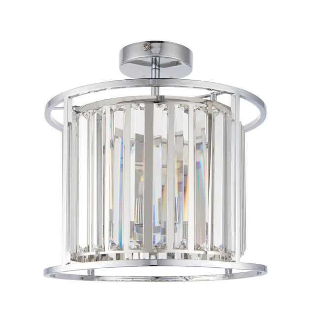 Endon Lighting - 96022 - Endon Lighting 96022 Hamilton Bathroom Semi flush Light Chrome plate & clear crystal glass Dimmable