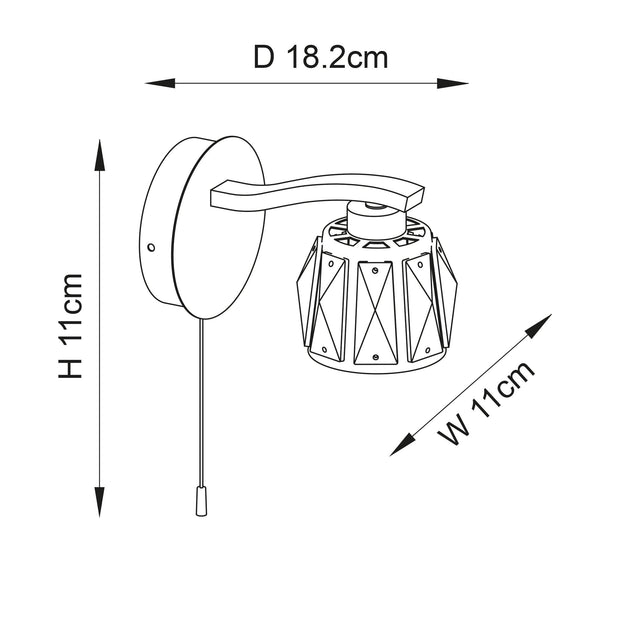 Endon Lighting - 96135 - Endon Lighting 96135 Ria Bathroom Wall Light Chrome plate & clear crystal glass Non-dimmable