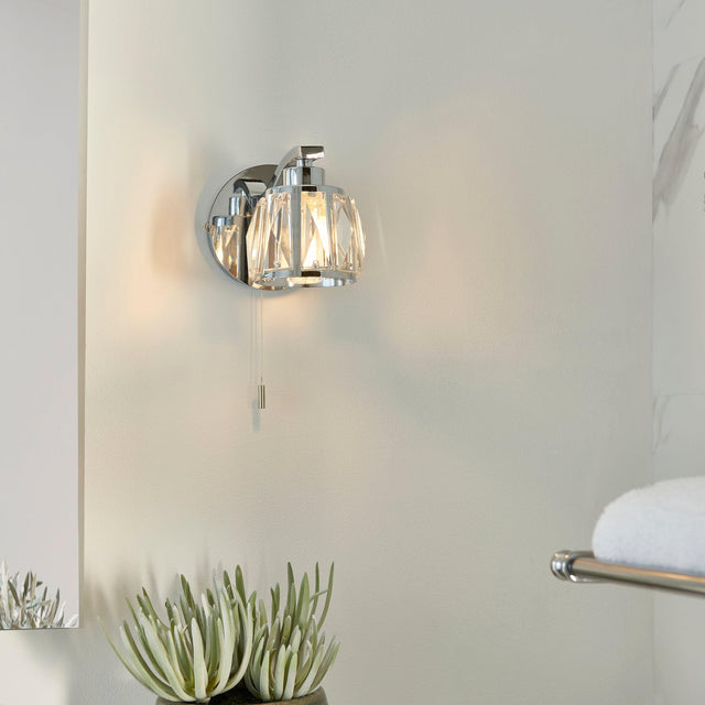 Endon Lighting - 96135 - Endon Lighting 96135 Ria Bathroom Wall Light Chrome plate & clear crystal glass Non-dimmable