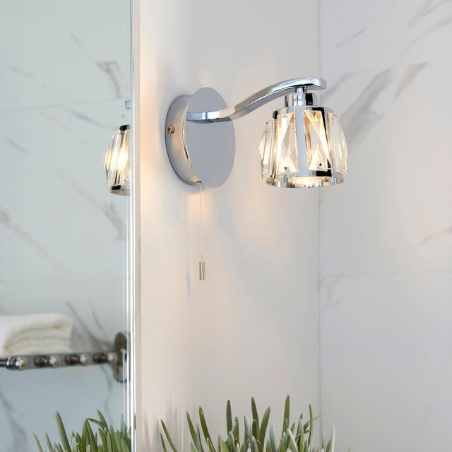 Endon Lighting - 96135 - Endon Lighting 96135 Ria Bathroom Wall Light Chrome plate & clear crystal glass Non-dimmable