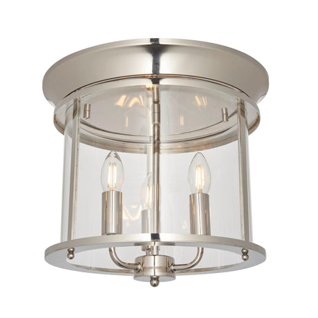 Endon Lighting - 96153 - Endon Lighting 96153 Hampworth Indoor Flush Light Bright nickel plate & clear glass Dimmable