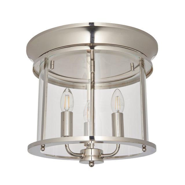 Endon Lighting - 96153 - Endon Lighting 96153 Hampworth Indoor Flush Light Bright nickel plate & clear glass Dimmable