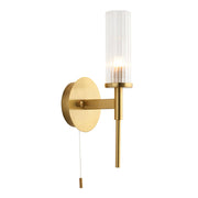 Endon Lighting - 96163 - Endon Lighting 96163 Talo Bathroom Wall Light Satin brass plate & clear ribbed glass Non-dimmable