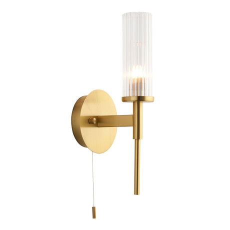 Endon Lighting - 96163 - Endon Lighting 96163 Talo Bathroom Wall Light Satin brass plate & clear ribbed glass Non-dimmable