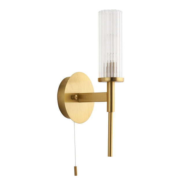 Endon Lighting - 96163 - Endon Lighting 96163 Talo Bathroom Wall Light Satin brass plate & clear ribbed glass Non-dimmable