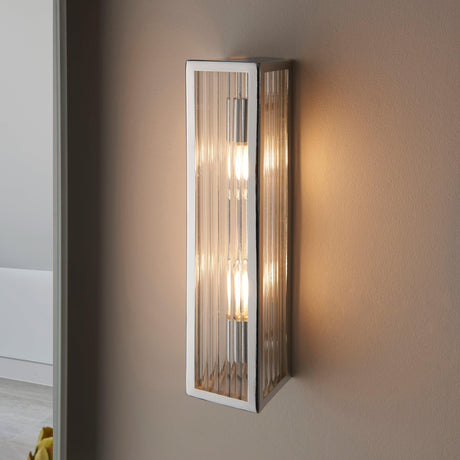 Endon Lighting - 96220 - Endon Lighting 96220 Newham Bathroom Wall Light Chrome plate & clear ribbed glass Dimmable