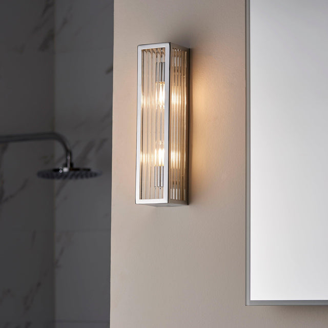 Endon Lighting - 96220 - Endon Lighting 96220 Newham Bathroom Wall Light Chrome plate & clear ribbed glass Dimmable