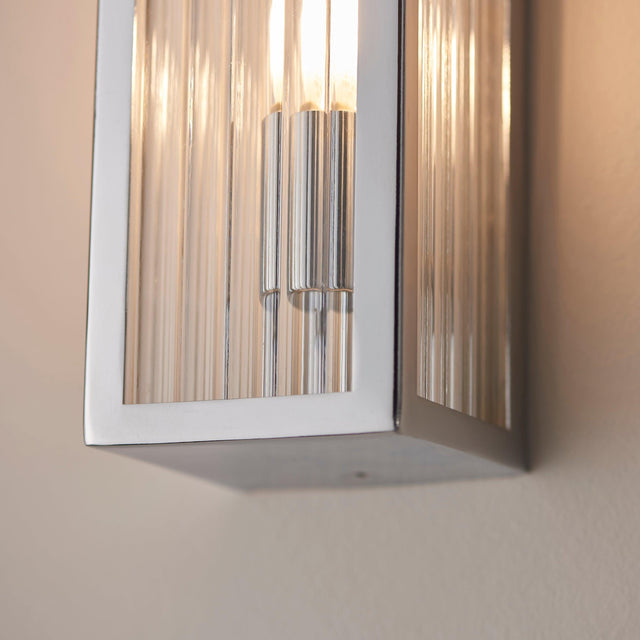 Endon Lighting - 96220 - Endon Lighting 96220 Newham Bathroom Wall Light Chrome plate & clear ribbed glass Dimmable