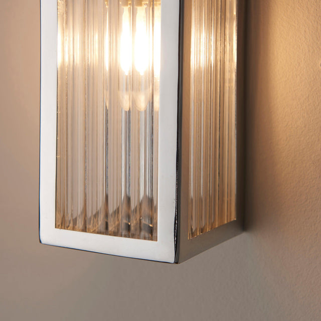 Endon Lighting - 96221 - Endon Lighting 96221 Newham Bathroom Wall Light Chrome plate & clear ribbed glass Dimmable