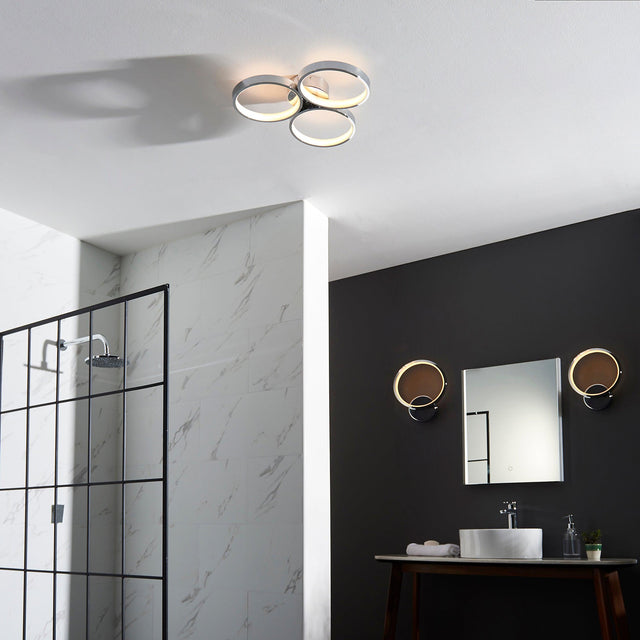 Endon Lighting - 96473 - Endon Lighting 96473 Radius Bathroom Semi flush Light Chrome plate & white silicone Non-dimmable