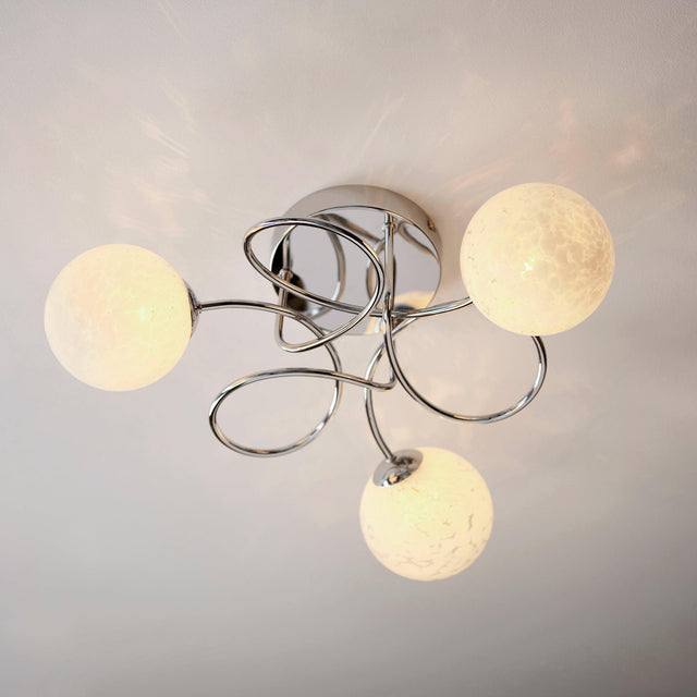 Endon Lighting - 96641 - Endon Lighting 96641 Delos Indoor Semi flush Light Chrome plate & white confetti glass Dimmable