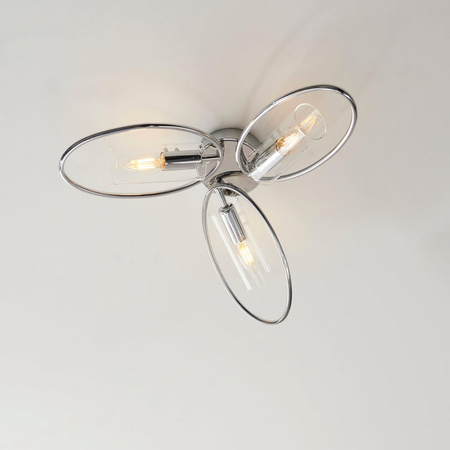 Endon Lighting - 96833 - Endon Lighting 96833 Amari Indoor Semi flush Light Chrome plate & clear glass Dimmable