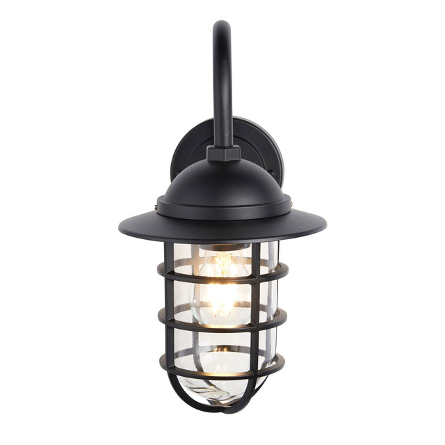 Endon Lighting - 96907 - Endon Lighting 96907 Port Outdoor Wall Light Textured black & clear glass Dimmable