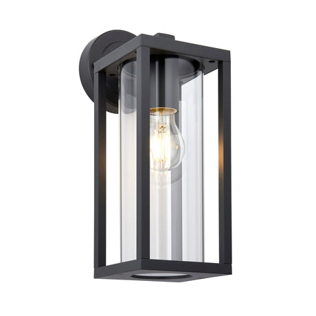 Endon Lighting - 96917 - Endon Lighting 96917 Hamden Outdoor Wall Light Textured black & clear glass Dimmable