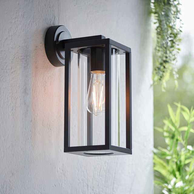 Endon Lighting - 96917 - Endon Lighting 96917 Hamden Outdoor Wall Light Textured black & clear glass Dimmable