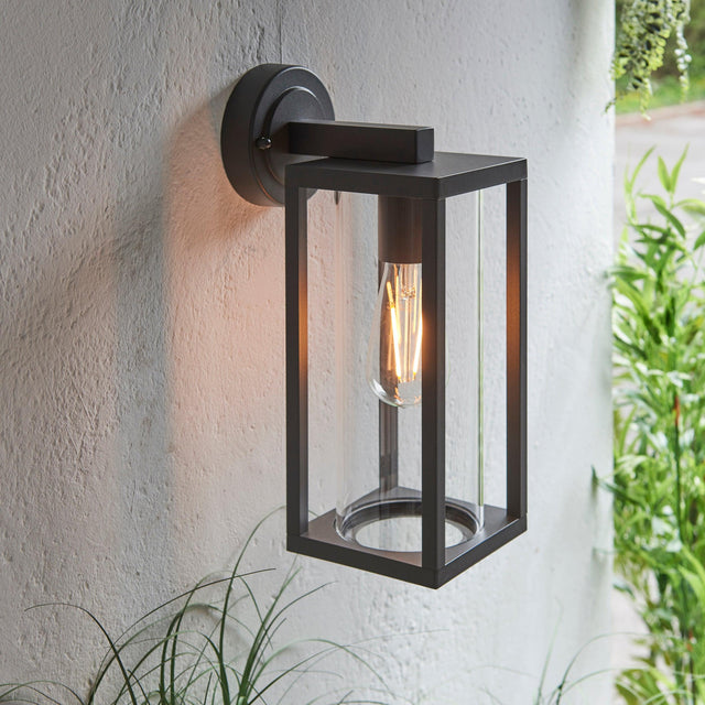 Endon Lighting - 96917 - Endon Lighting 96917 Hamden Outdoor Wall Light Textured black & clear glass Dimmable