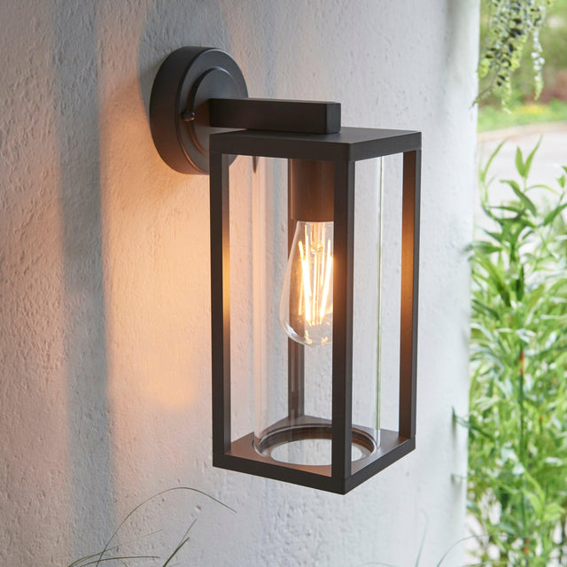 Endon Lighting - 96917 - Endon Lighting 96917 Hamden Outdoor Wall Light Textured black & clear glass Dimmable