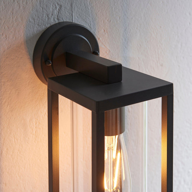 Endon Lighting - 96917 - Endon Lighting 96917 Hamden Outdoor Wall Light Textured black & clear glass Dimmable