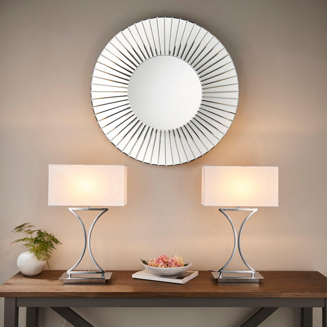 Endon Lighting - 96930-TLCH - Endon Lighting 96930-TLCH Epalle Indoor Table Lamps Chrome plate & white fabric Non-dimmable