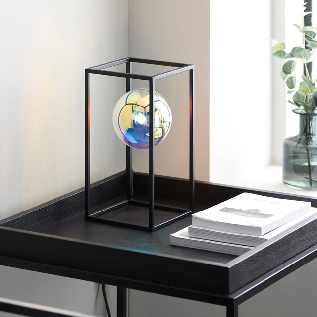 Endon Lighting - 97137 - Endon Lighting 97137 Kinjo 1lt Table Indoor light fitting Matt black & iridescent glass