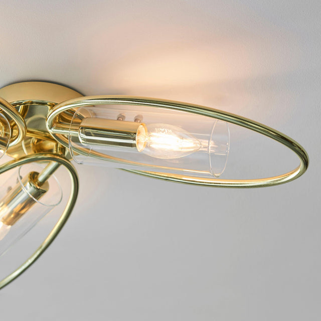 Endon Lighting - 97228 - Endon Lighting 97228 Amari Indoor Semi flush Light Polished brass plate & clear glass Dimmable