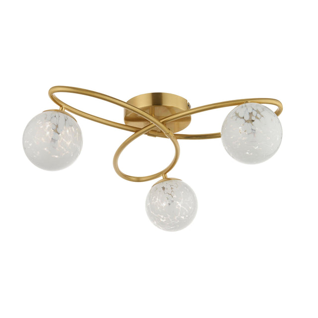 Endon Lighting - 97231 - Endon Lighting 97231 Maye Indoor Semi flush Light Satin brass plate & white confetti glass Dimmable