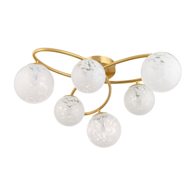 Endon Lighting - 97233 - Endon Lighting 97233 Maye Indoor Semi flush Light Satin brass plate & white confetti glass Dimmable