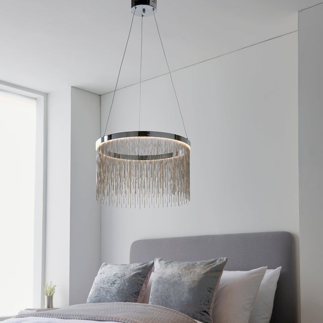 Endon Lighting - 97368 - Endon Lighting 97368 Zelma CCT Indoor Pendant Light Chrome plate & silver effect chain Dimmer included