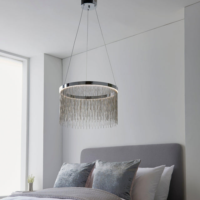 Endon Lighting - 97368 - Endon Lighting 97368 Zelma CCT Indoor Pendant Light Chrome plate & silver effect chain Dimmer included