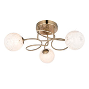 Endon Lighting - 97647 - Endon Lighting 97647 Delos Indoor Semi flush Light Antique brass plate & white confetti glass Dimmable