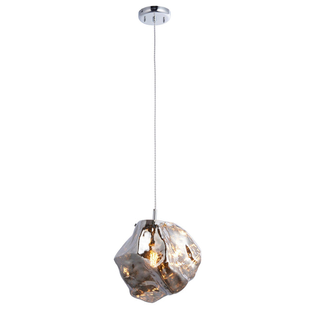 Endon Lighting - 97654 - Endon Lighting 97654 Rock Indoor Pendant Light Chrome metallic glass & chrome plate Dimmable