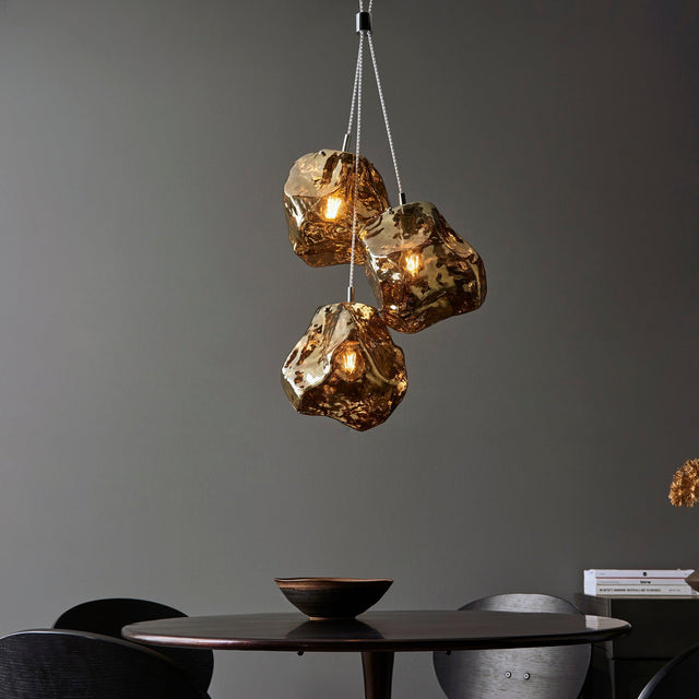 Endon Lighting - 97660 - Endon Lighting 97660 Rock Indoor Pendant Light Bronze metallic glass & chrome plate Dimmable