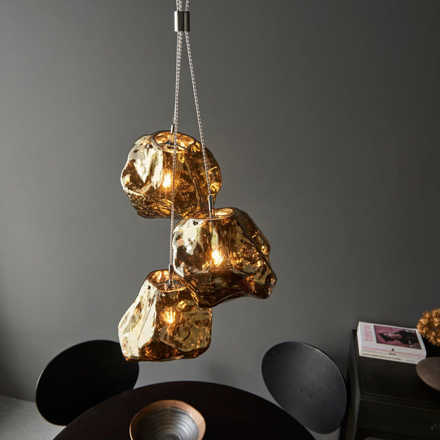 Endon Lighting - 97660 - Endon Lighting 97660 Rock Indoor Pendant Light Bronze metallic glass & chrome plate Dimmable