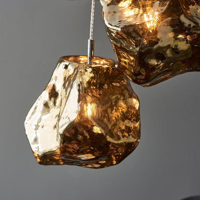 Endon Lighting - 97660 - Endon Lighting 97660 Rock Indoor Pendant Light Bronze metallic glass & chrome plate Dimmable