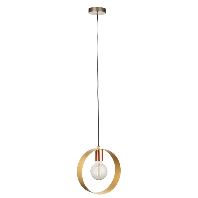 Endon Lighting - 97664 - Endon Lighting 97664 Hoop Indoor Pendant Light Brushed brass, nickel & copper plate Dimmable