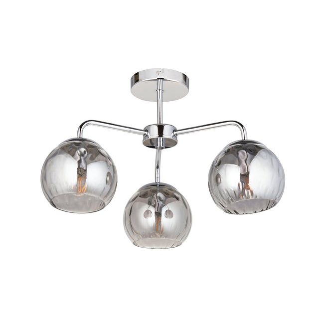 Endon Lighting - 97971 - Endon Lighting 97971 Dimple Indoor Semi flush Light Chrome plate & smoked mirror glass Dimmable