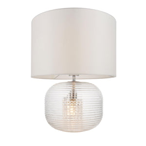 Endon Lighting - 98086 - Endon Lighting 98086 Westcombe Indoor Table Lamps Ribbed bubble glass & vintage white fabric Non-dimmable