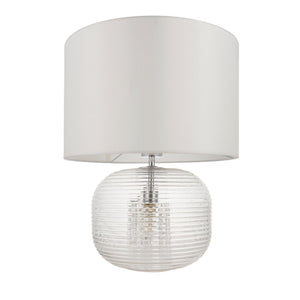 Endon Lighting - 98086 - Endon Lighting 98086 Westcombe Indoor Table Lamps Ribbed bubble glass & vintage white fabric Non-dimmable