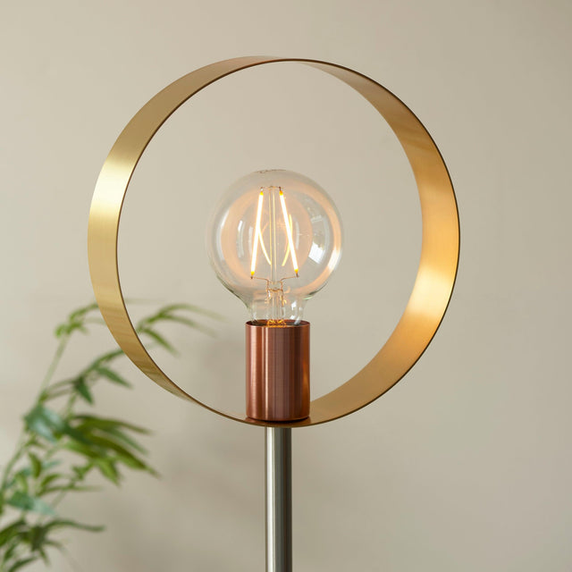 Endon Lighting - 98095 - Endon Lighting 98095 Hoop Indoor Floor Lamps Brushed brass, nickel & copper plate Non-dimmable