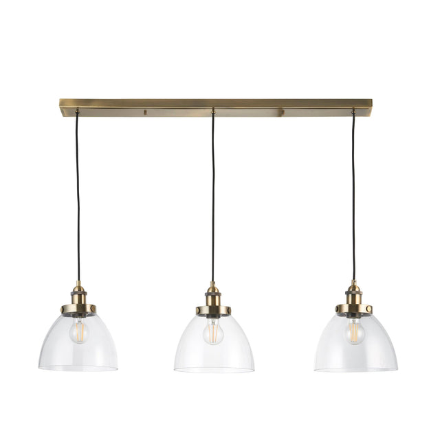 Endon Lighting - 98114 - Endon Lighting 98114 Hansen Indoor Pendant Light Antique brass plate & clear glass Dimmable