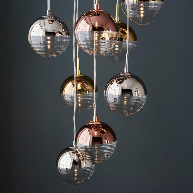 Endon Lighting - 98115 - Endon Lighting 98115 Paloma Indoor Pendant Light Chrome plate with chrome, copper, gold & clear glass Dimmable