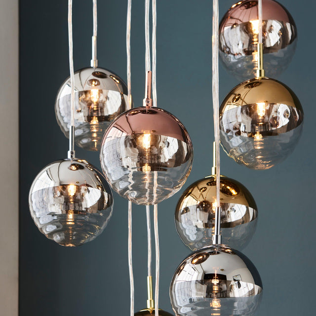 Endon Lighting - 98115 - Endon Lighting 98115 Paloma Indoor Pendant Light Chrome plate with chrome, copper, gold & clear glass Dimmable