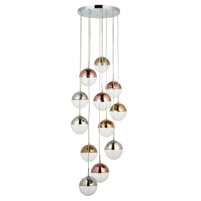 Endon Lighting - 98115 - Endon Lighting 98115 Paloma Indoor Pendant Light Chrome plate with chrome, copper, gold & clear glass Dimmable