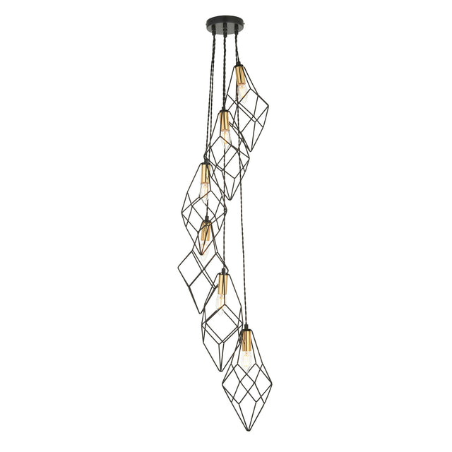 Endon Lighting - 98151 - Endon Lighting 98151 Jaxon Indoor Pendant Light Matt black & gold effect plate Dimmable