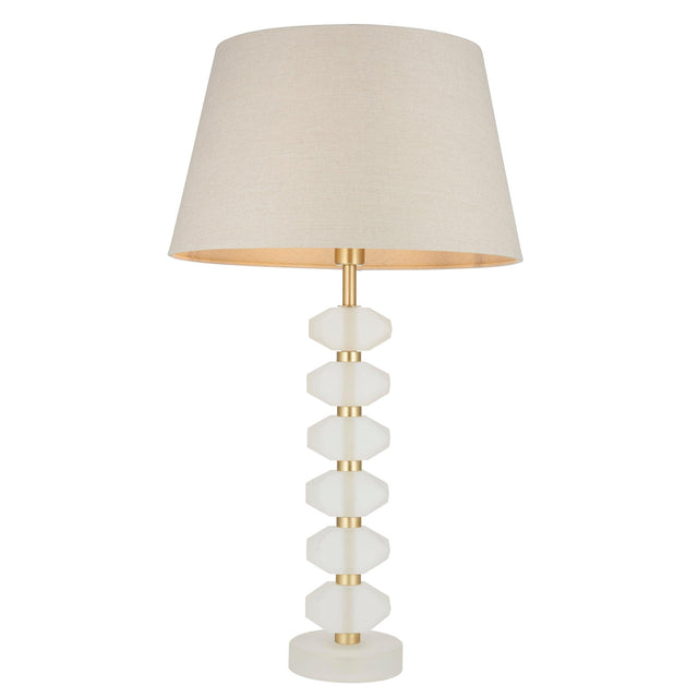 Endon Lighting - 98349 - Endon Lighting 98349 Annabelle & Cici Indoor Table Lamps Frosted crystal & grey linen mix fabric Non-dimmable