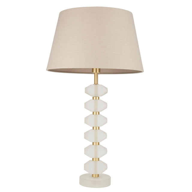 Endon Lighting - 98349 - Endon Lighting 98349 Annabelle & Cici Indoor Table Lamps Frosted crystal & grey linen mix fabric Non-dimmable