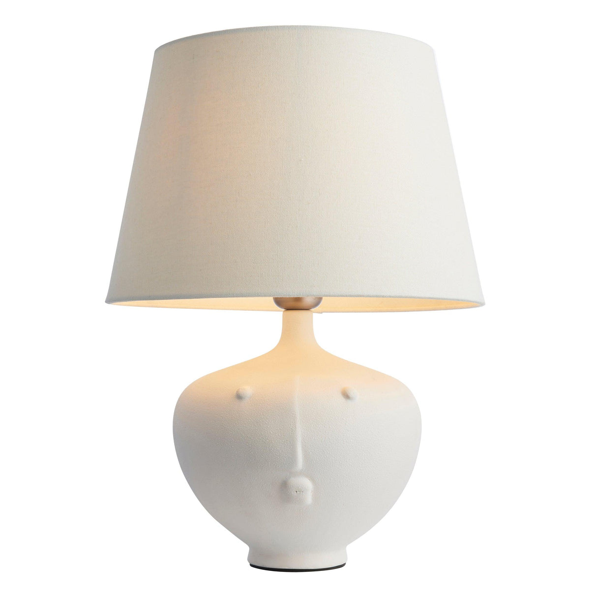 Endon Lighting - 98388 - Endon Lighting 98388 Mrs & Cici Indoor Table Lamps Matt white ceramic & ivory linen mix fabric Non-dimmable