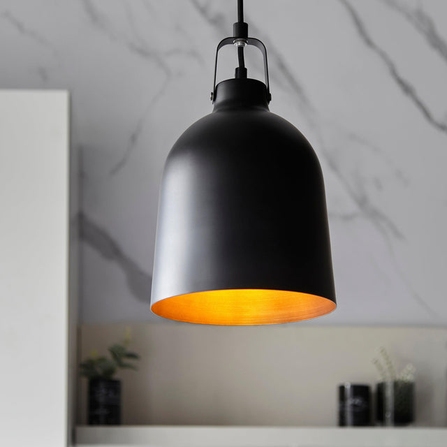 Endon Lighting - 98424 - Endon Lighting 98424 Lazenby Indoor Pendant Light Matt black & aged pewter paint Dimmable