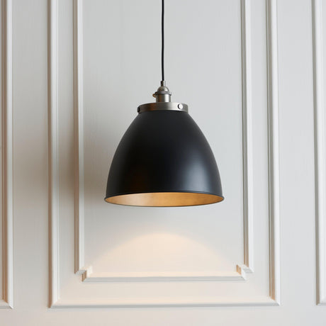 Endon Lighting - 98749 - Endon Lighting 98749 Franklin Indoor Pendant Light Aged pewter plate & matt black paint Dimmable