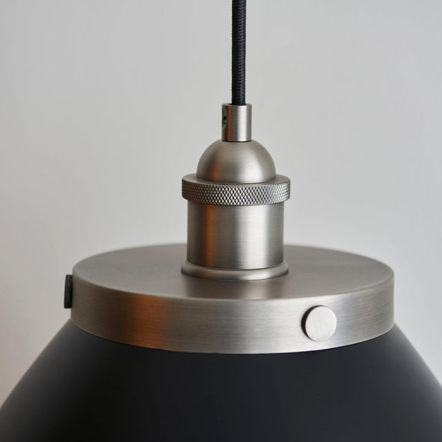 Endon Lighting - 98749 - Endon Lighting 98749 Franklin Indoor Pendant Light Aged pewter plate & matt black paint Dimmable